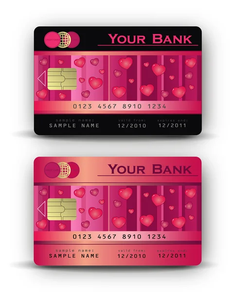 矢量信用卡爱心粉红色 — 图库矢量图片