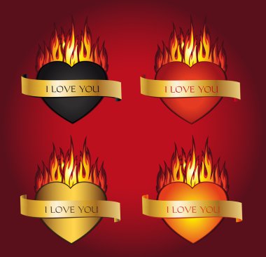 Heart Fire red clipart