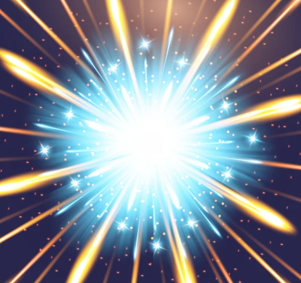Fireworks blue orange background glow explosion — Stock Vector