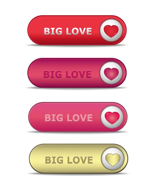Vector botão web amor coração — Vetor de Stock