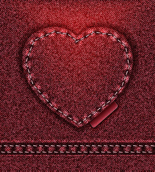Raster Jeans heart red denim texture — Stock Photo, Image