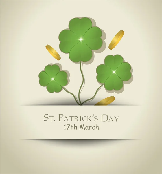 Vector St. Patrick 's Day Papel cartão Cloverleaf — Vetor de Stock