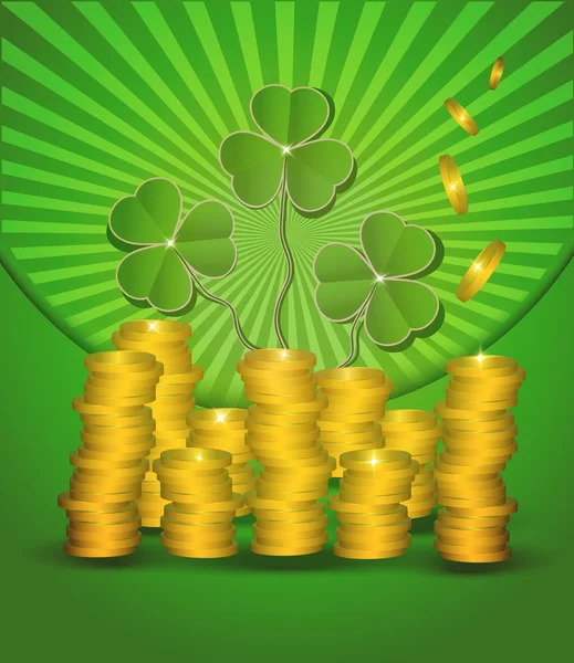 Raster Dia de São Patrício Dinheiro moeda verde — Fotografia de Stock