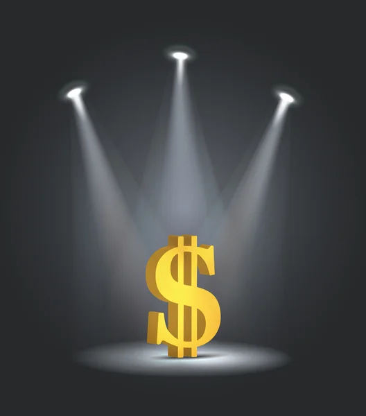 Refletor de luz dólar — Vetor de Stock