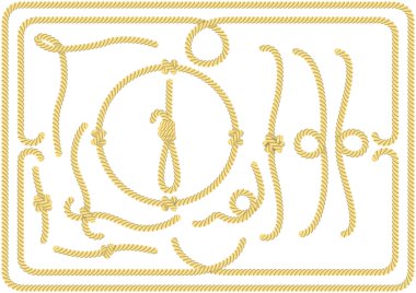 Collection of rope knots, corners and frames clipart