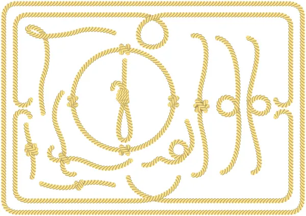 Коллекция веревочных узлов, углов и рам — стоковый вектор