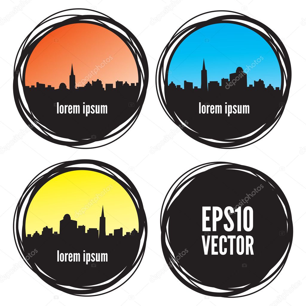 Set of vector cities