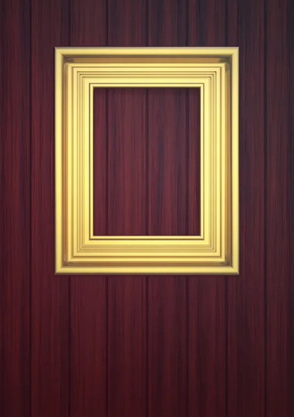 Golden frame on paneling — Stock Photo, Image
