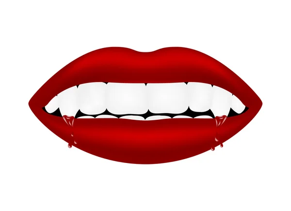 吸血鬼与血腥的牙齿的嘴 — 图库矢量图片