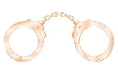 Metal handcuffs in gold colour clipart