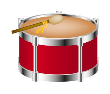 Drum instrument with drumstick clipart