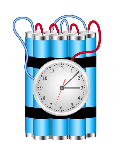 Time bomb connected to clock explodes — Stock Vector