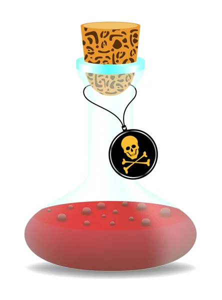 Laboratoriet flaska med fara tecken (skalle symbol) — Stock vektor
