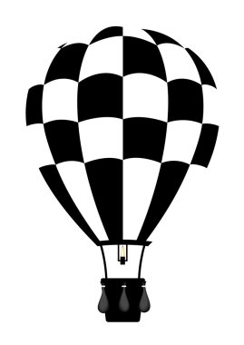 Hot air balloon in black and white colour clipart