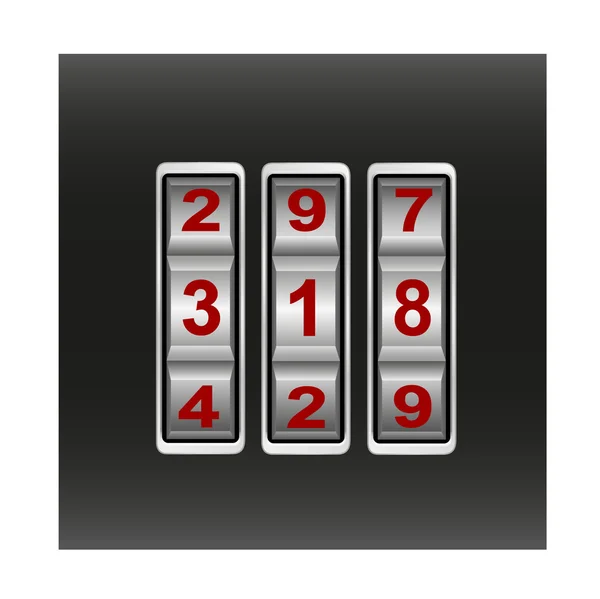 Serrure à combinaison avec numéros rouges — Image vectorielle