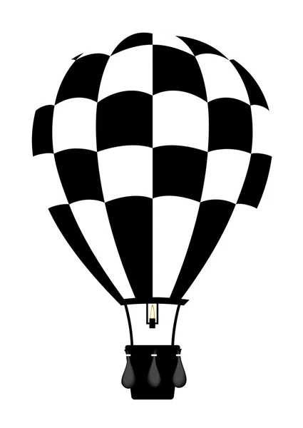 Hete luchtballon in zwarte en witte kleur — Stockvector
