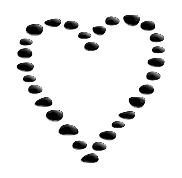 Coeur en forme de pierres noires — Image vectorielle