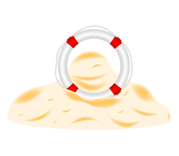 Bouée de sauvetage dans le sable — Image vectorielle