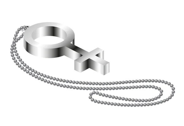 Signo femenino de metal con cadena metálica — Vector de stock