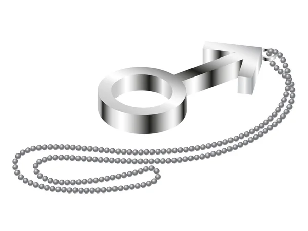Erkek işaretiyle metal metal zincir — Stok Vektör
