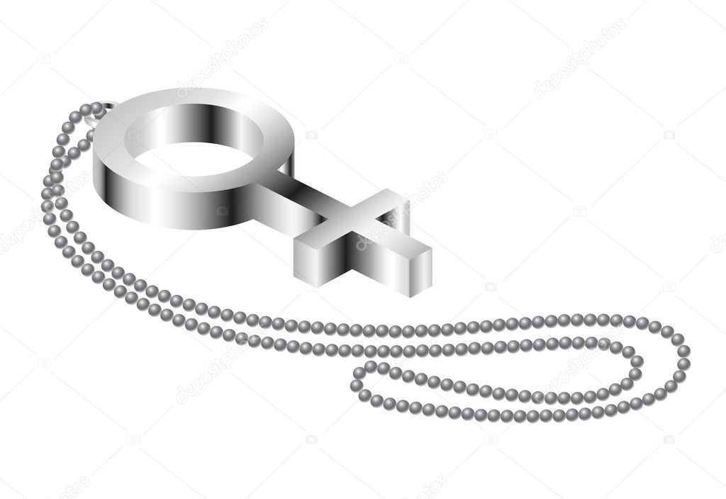 Metal female sign with metal chain