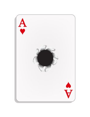 Ace of heart with a bullet hole clipart