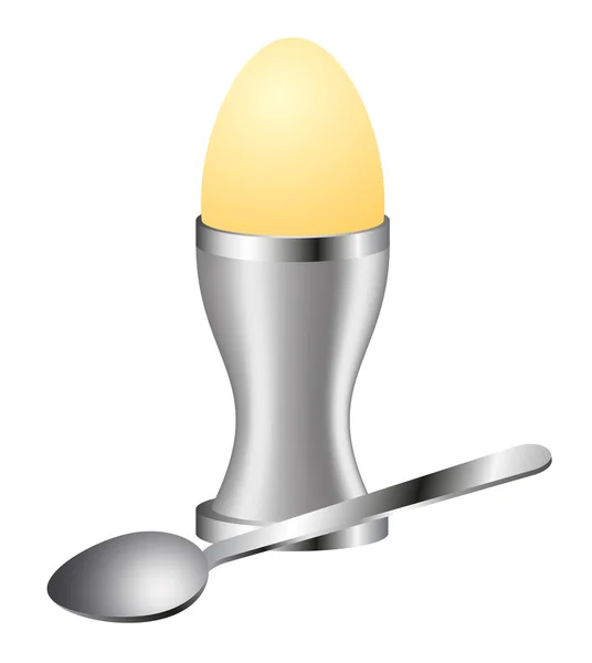 Ei in een schotel met een lepel — Stockvector