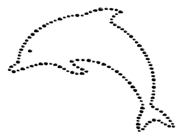 Forma de golfinho de pedras pretas —  Vetores de Stock
