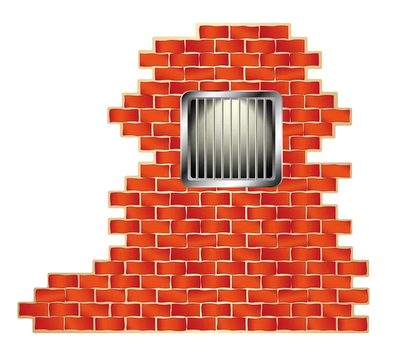 Jail window on brick wall — Stock Vector