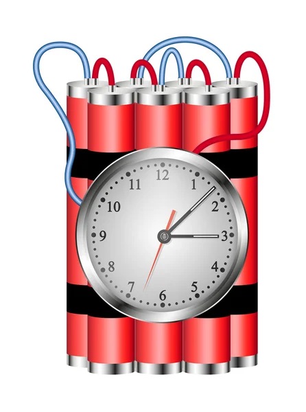 Time bomb connected to clock explodes — Stock Vector