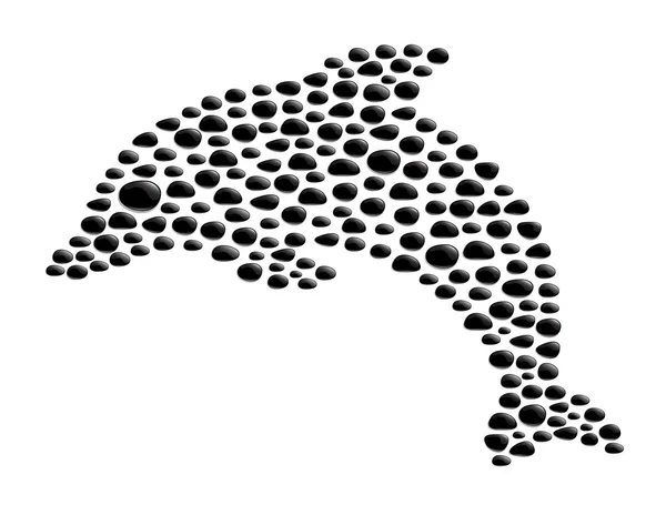 Delfin lavet af sorte sten – Stock-vektor