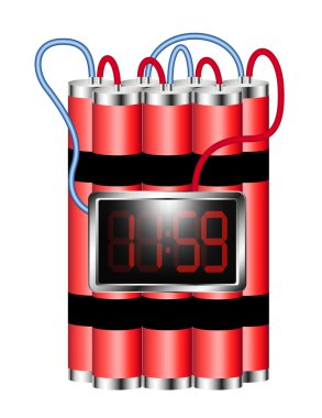 Time bomb connected to digital clock explodes clipart