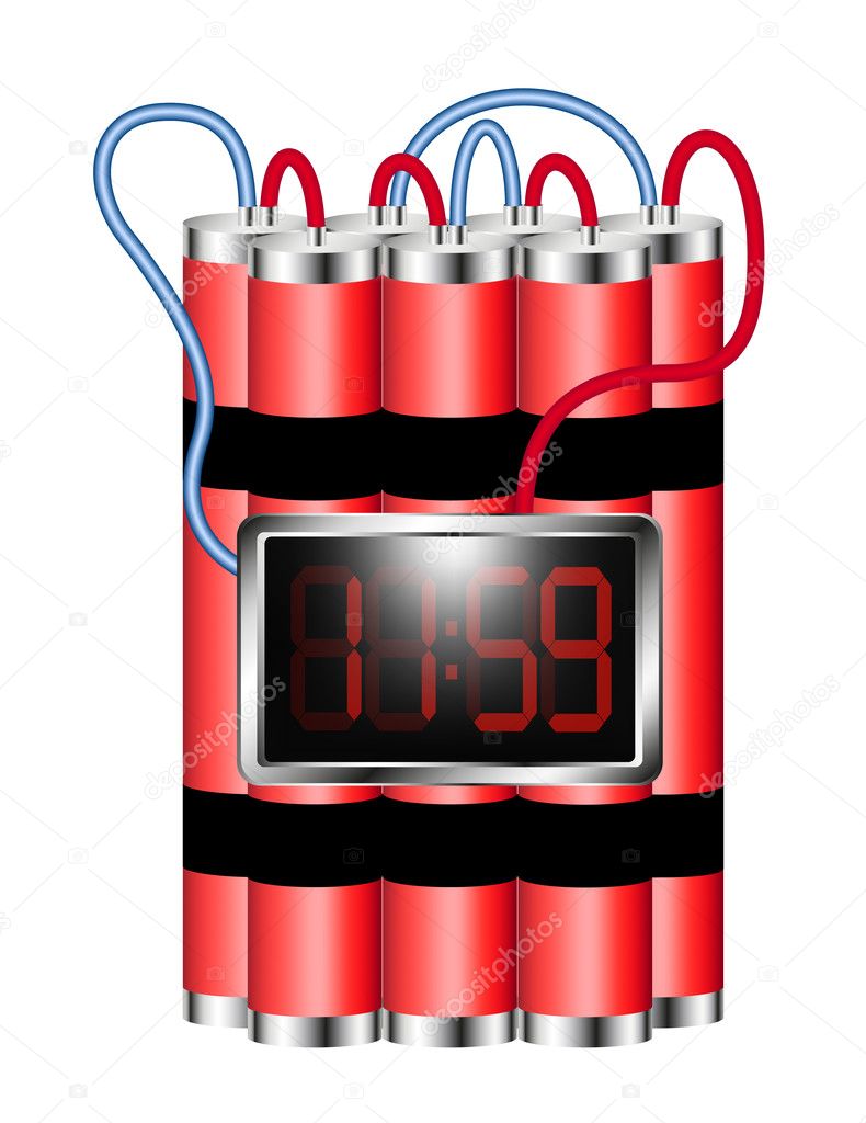 Time bomb connected to digital clock explodes