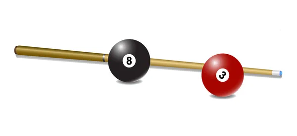 Pool (snooker) cue med en bollar — Stock vektor