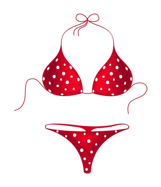 Rode bikini pak met witte stippen — Stockvector