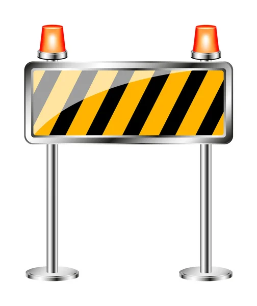 Warning sign with orange flashing siren — Stock Vector
