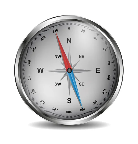 Realistické stříbrný kompas — Stockový vektor