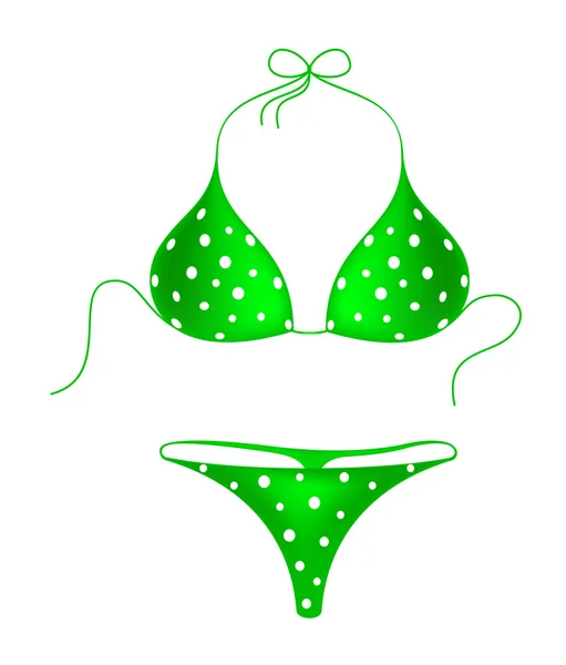 Grüner Bikini-Anzug mit weißen Punkten — Stockvektor