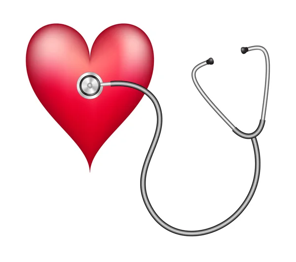 Stetoskop dan jantung - Stok Vektor