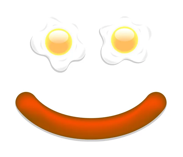 Смажене яйце та ковбаса - усміхнена їжа — стоковий вектор