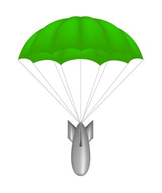 Bomb at green parachute clipart