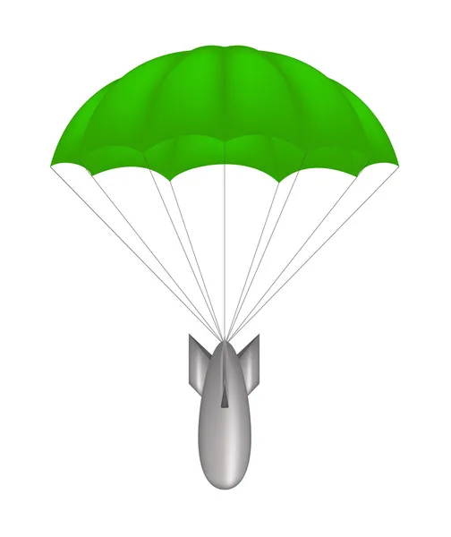 Bomb at green parachute — Stock Vector