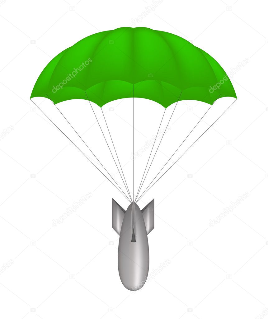Bomb at green parachute