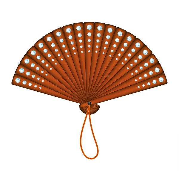 stock vector Wooden oriental fan with diamonds