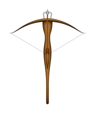 Wooden crossbow and arrow clipart