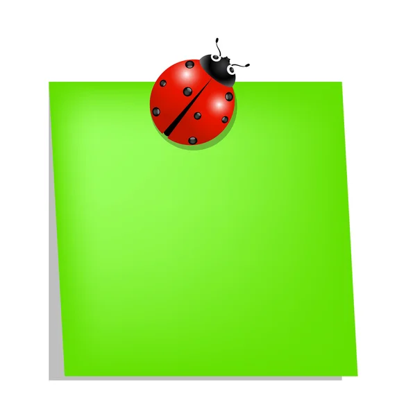 Ladybird anläggning grön Obs papper — Stock vektor