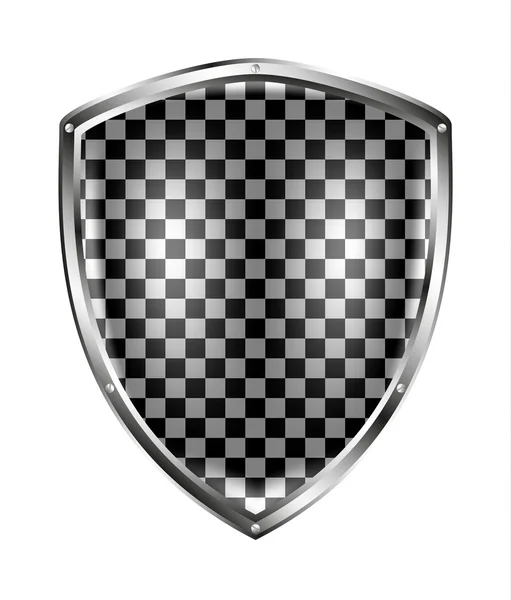 Escudo metálico em design preto e branco — Vetor de Stock