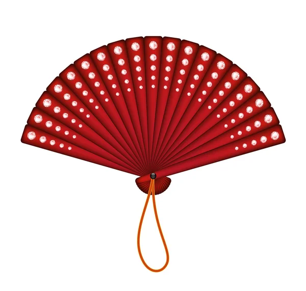 stock vector Red oriental fan with red diamonds