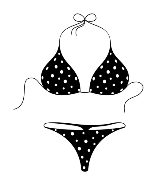 Schwarzer Bikini-Anzug mit weißen Punkten — Stockvektor