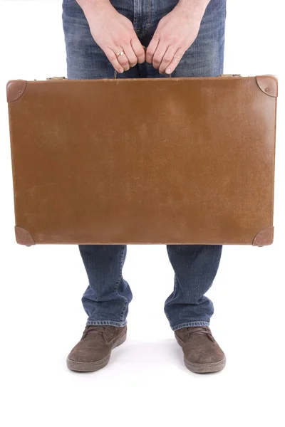 stock image Man with old suitcase